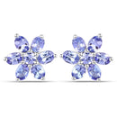 2.24 Carat Genuine Tanzanite .925 Sterling Silver Earrings