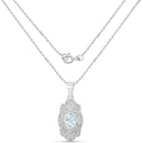 0.48 Carat Genuine Aquamarine and White Topaz .925 Sterling Silver Pendant