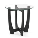 23.5 Inch Round End Side Table with Tempered Glass Tabletop-Black