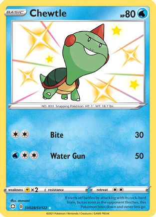 Chewtle SV028/SV122 - Shining Fates Shiny Vault Holofoil
