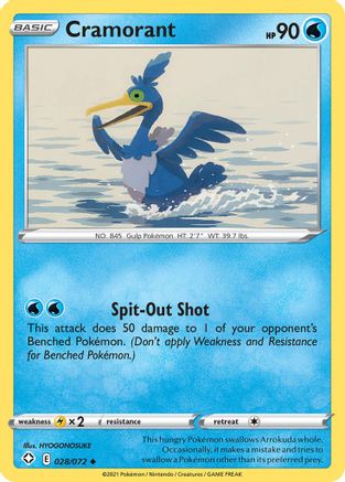 Cramorant 028/072 - Shining Fates Reverse Holofoil