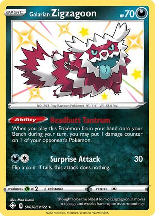 Galarian Zigzagoon SV078/SV122 - Shining Fates Shiny Vault Holofoil