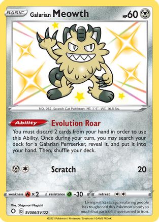 Galarian Meowth SV086/SV122 - Shining Fates Shiny Vault Holofoil