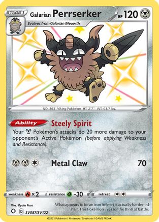 Galarian Perrserker SV087/SV122 - Shining Fates Shiny Vault Holofoil