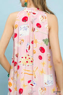 Umgee Abstract Print Tiered Halter Midi Dress