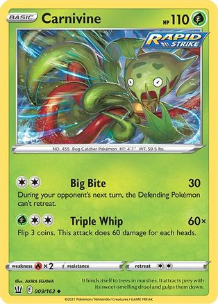 Carnivine 009/163 - SWSH05 Battle Styles Reverse Holofoil