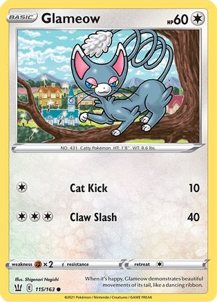 Glameow 115/163 - SWSH05 Battle Styles Reverse Holofoil