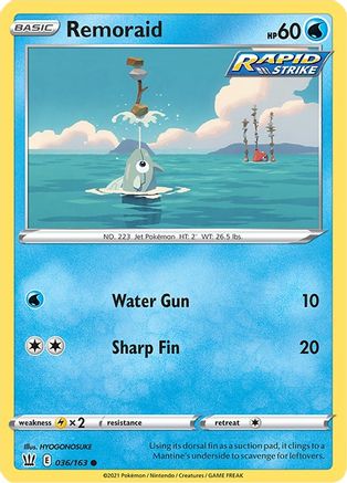 Remoraid 036/163 - SWSH05 Battle Styles Reverse Holofoil