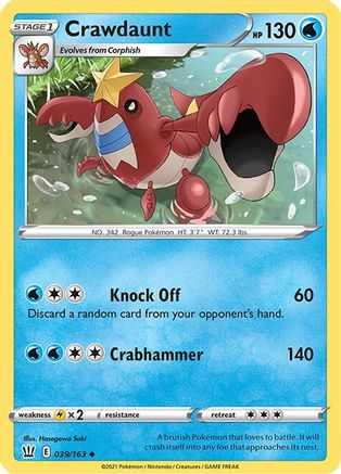 Crawdaunt 039/163 - SWSH05 Battle Styles Reverse Holofoil