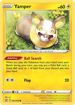 Yamper 052/163 - SWSH05 Battle Styles Reverse Holofoil