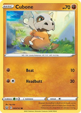 Cubone 069/163 - SWSH05 Battle Styles Reverse Holofoil