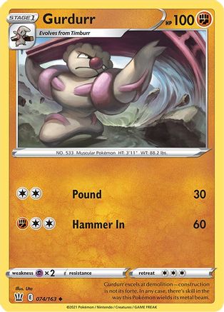 Gurdurr 074/163 - SWSH05 Battle Styles Reverse Holofoil