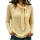 Knitted Bow-Knot Womens Long-Sleeve T-Shirt