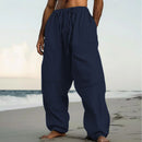 Beach Straight-leg Plain Color Daily Pants
