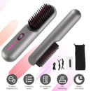 Cordless Negative Ion Hair Straightener Brush Rechargeable Mini Styling Comb with 12 Heating Levels Anti-scald 30S Preheating 30Mins Auto Sleep LCD Di