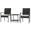 3 Piece Patio Furniture Set with Seat Cushions and Tempered Glass Tabletop