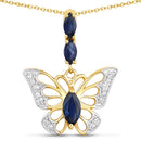 0.92 Carat Genuine Blue Sapphire and White Zircon .925 Sterling Silver Pendant
