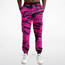 Pink and Black Rave Glitch Splatter Unisex Cargo Joggers (Fleece Lined)