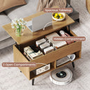 31.5 Inch Lift-Top Coffee Table with Hidden Storage and 2 Open Shelves