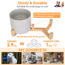 Double 28.7Oz Ceramic Pet Bowls Dog Cat Bowls with Wooden Stand Raised Pet Feeder for Small Dogs Cats