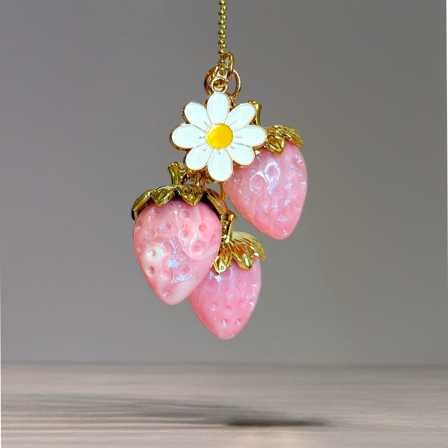 Pink Strawberry Charm - Tumbler Handle Charm