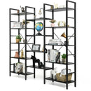 Vintage Triple Wide 5-Tier Bookcase Large Bookshelf Display Storage Shelf
