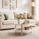 23.5" Round Coffee Table with 2-Tier Open Storage Shelf
