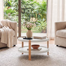 23.5" Round Coffee Table with 2-Tier Open Storage Shelf