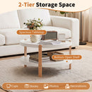 23.5" Round Coffee Table with 2-Tier Open Storage Shelf
