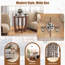 Round Glass End Table with X-Shaped Base - 23.5 Inch
