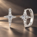 925 Sterling Silver White Gold Plated CZ Pavé 1.5 x 1.0 cm Hoop Earrings for Women