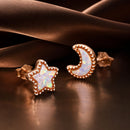 925 Sterling Silver Rose Gold Translucent Opal Earrings for Women