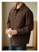 Double-sided Woolen Houndstooth Design Coat Men's Casual