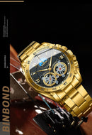 Double Men's Multi-function Skeleton Semi-Automatic Watch