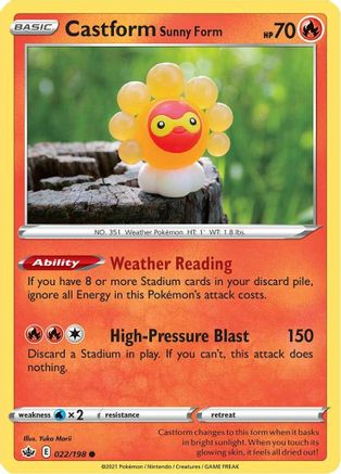 Castform Sunny Form 022/198 - SWSH06 Chilling Reign Reverse Holofoil