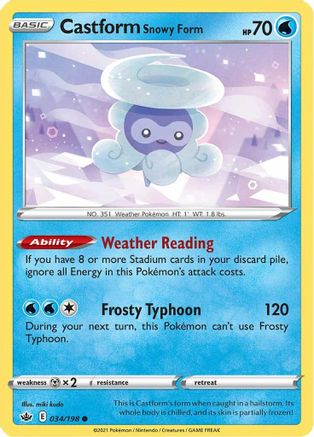 Castform Snowy Form 034/198 - SWSH06 Chilling Reign Reverse Holofoil