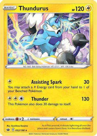 Thundurus 052/198 - SWSH06 Chilling Reign Reverse Holofoil