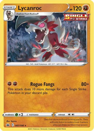 Lycanroc 087/198 - SWSH06 Chilling Reign Reverse Holofoil