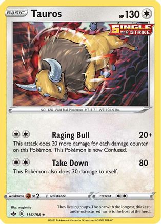 Tauros 115/198 - SWSH06 Chilling Reign Holofoil