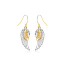 Two-Tone Wing Drop Earrings in 10K Gold