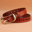 Womens Denim Soft Leather Belt With Pinhole Waistband