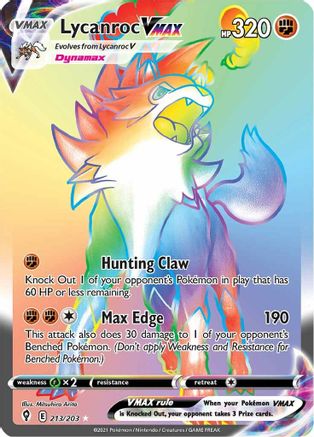 Lycanroc VMAX (Secret) 213/203 - SWSH07 Evolving Skies Holofoil