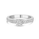 14K White Gold 1/2 Cttw Diamond Solitaire Pave Set Engagement Ring (G-H Color, VS2-SI1 Clarity) - Size 7