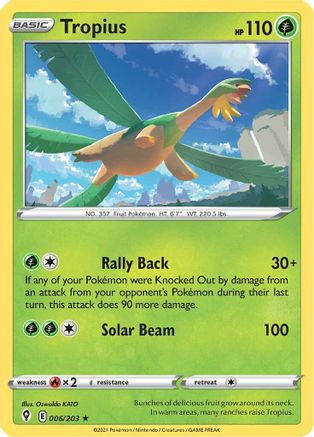 Tropius 006/203 - SWSH07 Evolving Skies Reverse Holofoil