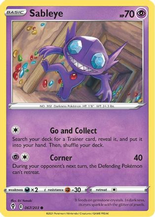 Sableye 067/203 - SWSH07 Evolving Skies Reverse Holofoil