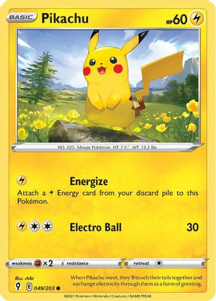 Pikachu 049/203 - SWSH07 Evolving Skies Reverse Holofoil