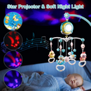 Baby Musical Crib Bed Bell Rotating Mobile Star Projection Nursery Light Baby Rattle Toy w/ Music Box Remote Control