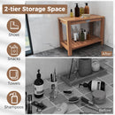 24 Inch Teak Wood Shower Bench Inside Shower Stool with Storage Shelf