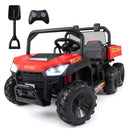 24V 2-Seater Kids Ride on Dump Truck 4WD with Electric Dump Bed and Lights