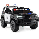 24V 2-Seater Ride on Police Car 4WD Chevrolet with Megaphone and LED Flashing Lights-Black